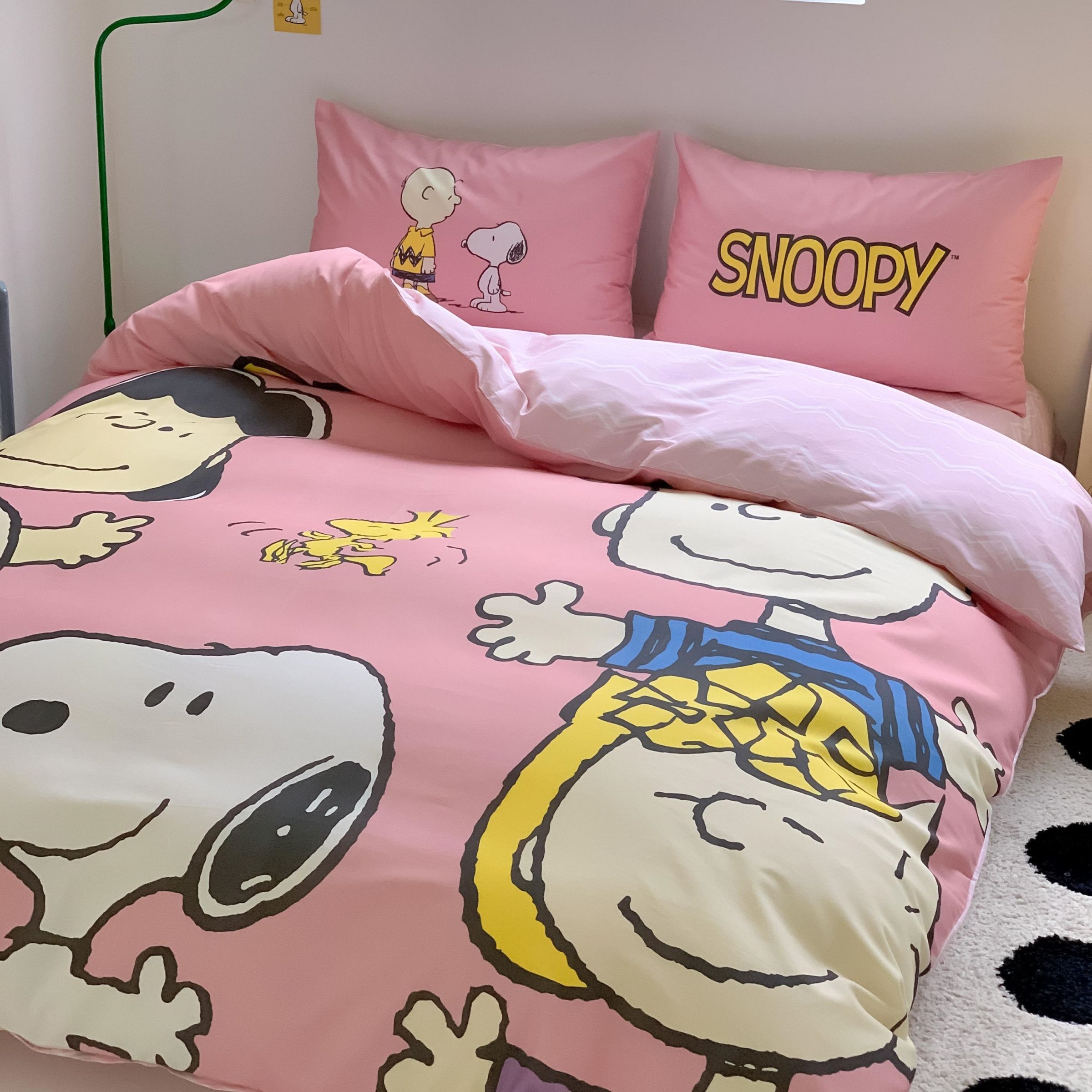 猫日記漫画スヌーピー大阪プリント綿四点セットかわいい綿シーツベッド笠三点セット