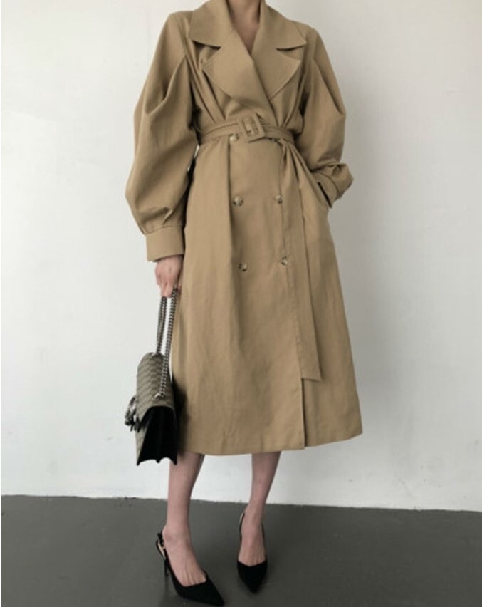 2色 アウター コート レディース 春 きれいめ 軽い ロングコート トレンチコート 7分丈 ミディアム丈 ミドル丈 レギュラー丈 長袖 Vネック 襟付き 大きな襟 でか襟 フレア セミフレア ベルト bigfive.com.br