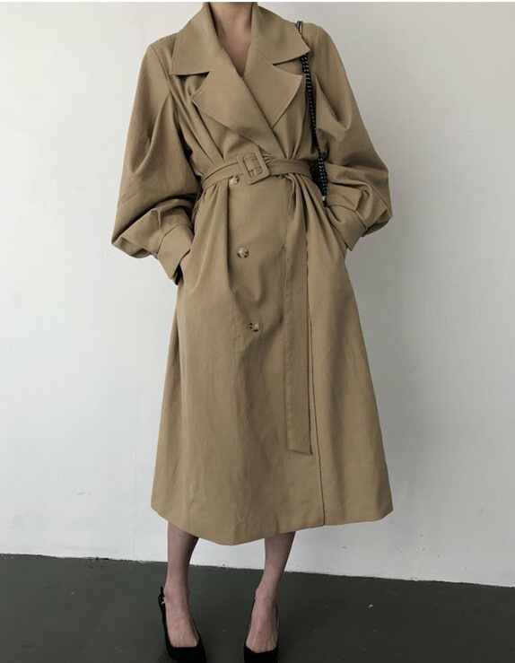 2色 アウター コート レディース 春 きれいめ 軽い ロングコート トレンチコート 7分丈 ミディアム丈 ミドル丈 レギュラー丈 長袖 Vネック 襟付き 大きな襟 でか襟 フレア セミフレア ベルト bigfive.com.br