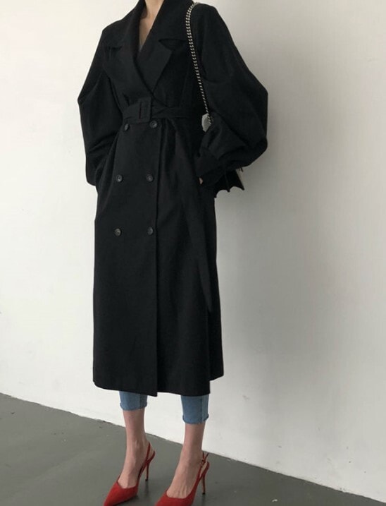 2色 アウター コート レディース 春 きれいめ 軽い ロングコート トレンチコート 7分丈 ミディアム丈 ミドル丈 レギュラー丈 長袖 Vネック 襟付き 大きな襟 でか襟 フレア セミフレア ベルト bigfive.com.br