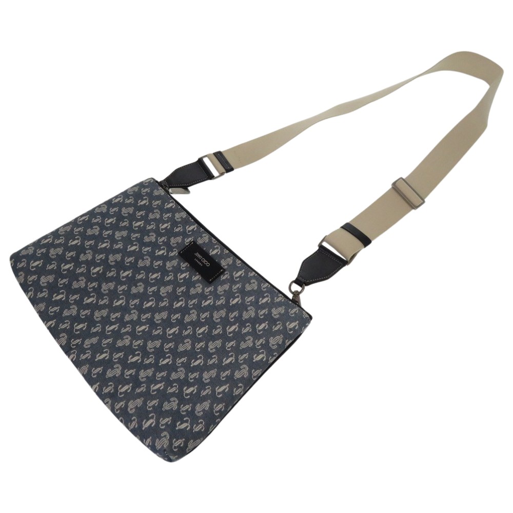 美品 JIMMY CHOO キミー JCモノグラム ショルダーバッグ デニム ショルダーバッグ キャンバス/キャンバス ブルー 0953【中古】 ユニセックス 美品 JIMMY CHOO キミー JCモノグラム ショルダーバッグ デニム ショルダーバッグ キャンバス/キャンバス ブルー 0953【中古】 ユニセックス