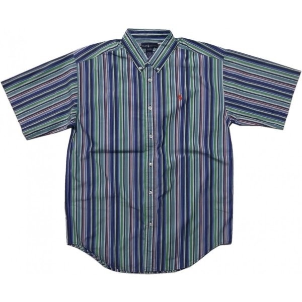 ボーイズサイズ 半袖 ボタンダウンシャツ ブルー boys PR2-041