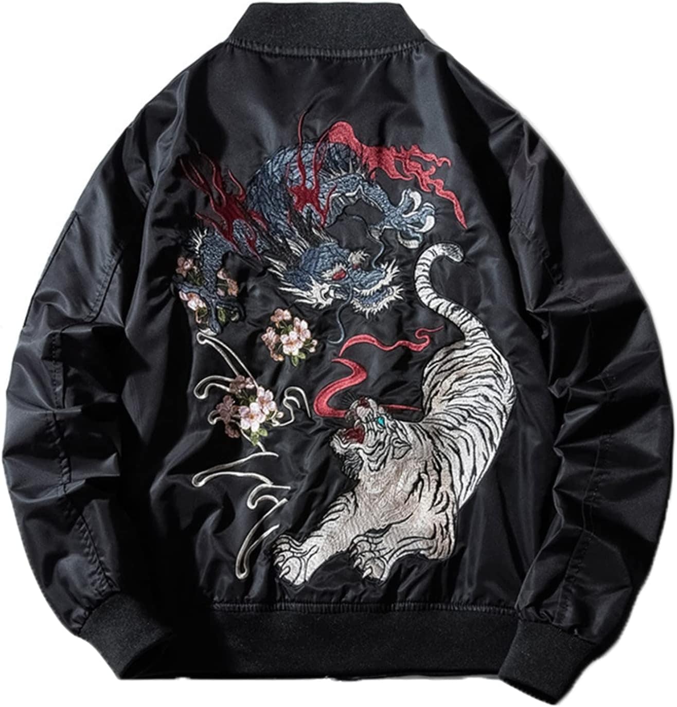 新品 メンズ スカジャン スタジャン ブルゾン アウター 黒 カラフル XXL NEW スカジャン メンズ 花柄ジャケット 裏起毛 厚手 防寒