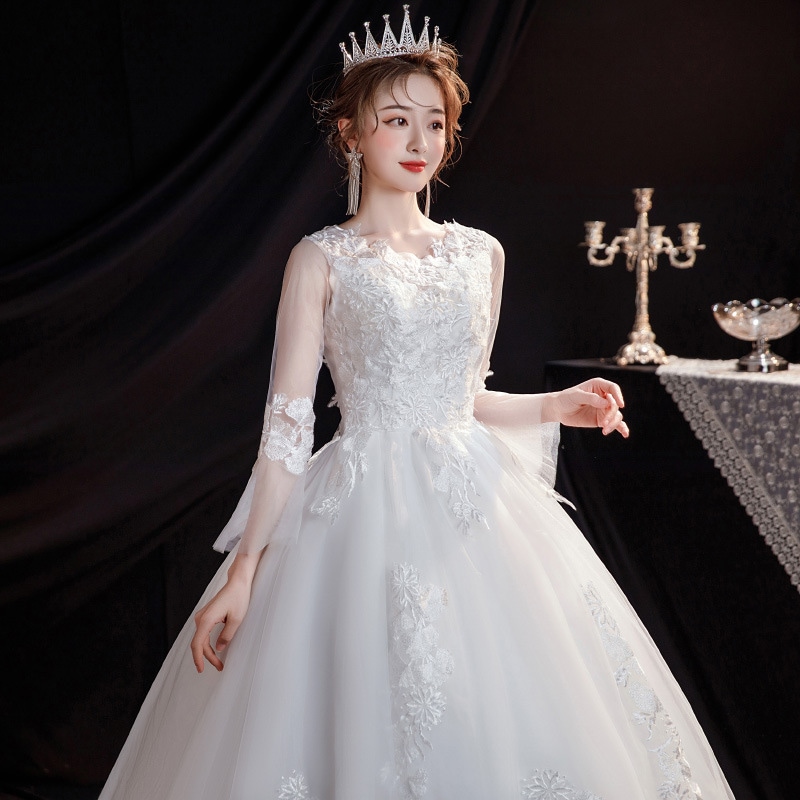 メインウェディングドレス春夏韓国風大きいサイズ花嫁森スタイルワンショルダー長袖ベルスリーブドリーミーシンプル2024女性 mdprevattcaulkingandwaterproofing.com