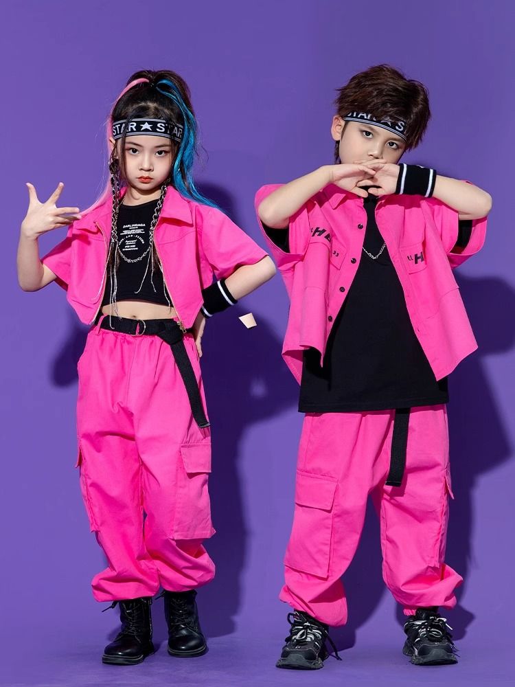 個性的な街のダンスのファッション服のヒップホップの男の子の子供の出演服のショーの服のスーツの女の子のジャズのダンスのショーの服