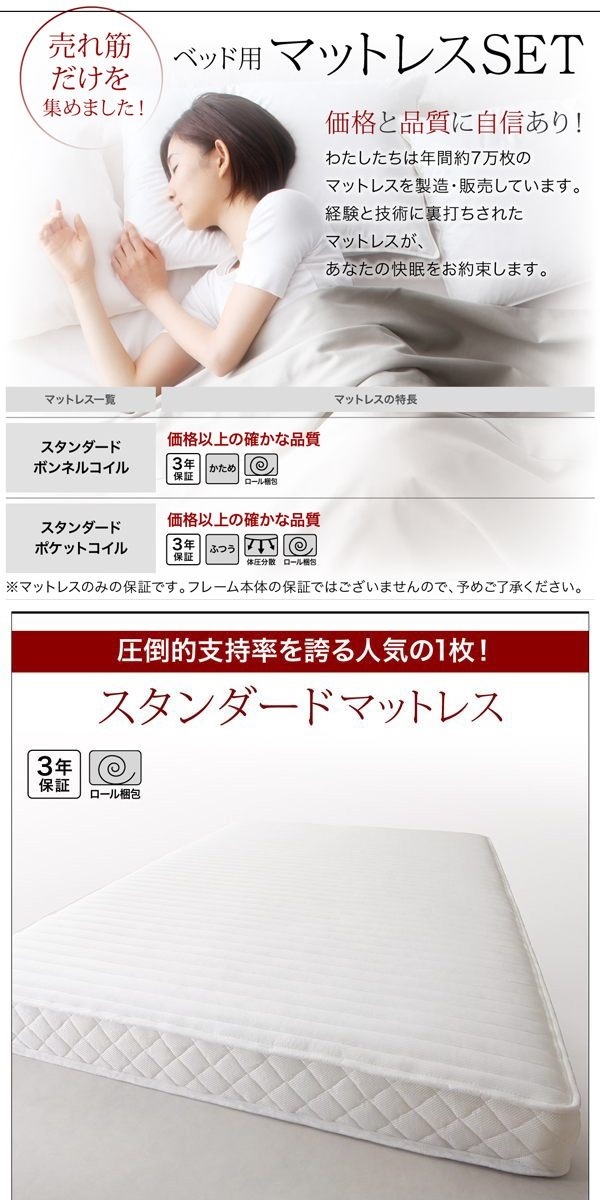 [組立設置付]すのこ構造 棚付 跳ね上げ収納ベッド [レティーロ] [スタンダードポケットコイルマットレス付き] セミダブル 深さラージ [フレーム色]ホワイト [マットレス色]ホワイト