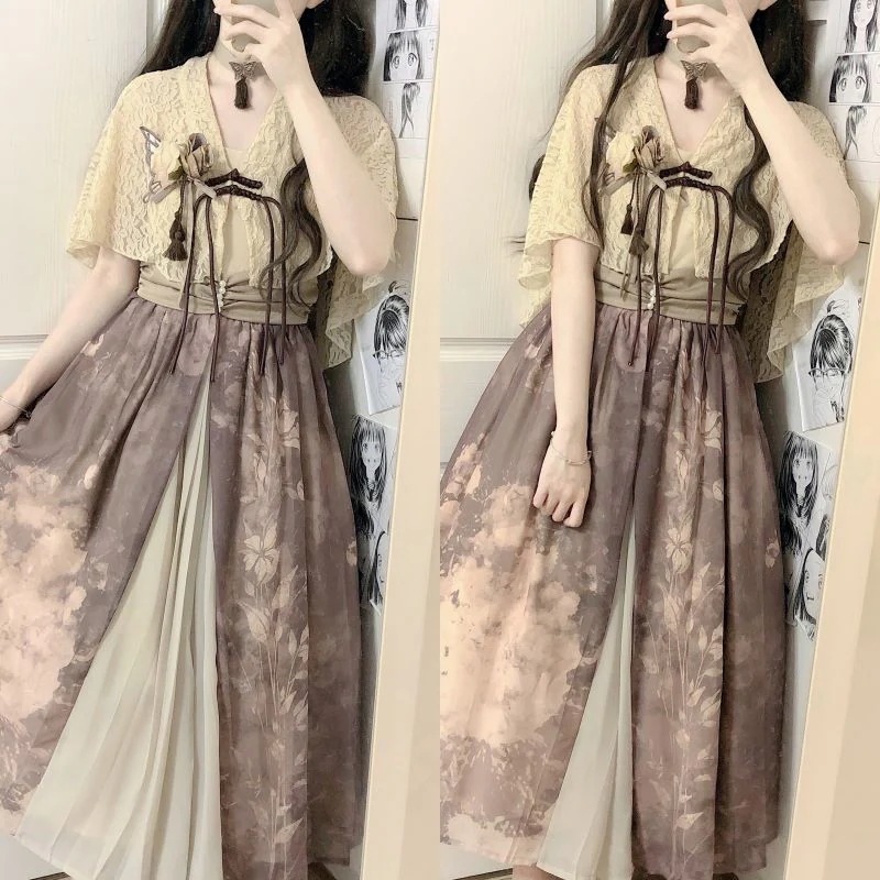 在库限りです! 【フルセット】デザイン枯葉蝶新韓国cos要素ワンピースストールセットレディース 在库限りです! 【フルセット】デザイン枯葉蝶新韓国cos要素ワンピースストールセットレディース