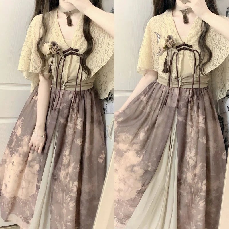 在库限りです! 【フルセット】デザイン枯葉蝶新韓国cos要素ワンピースストールセットレディース 在库限りです! 【フルセット】デザイン枯葉蝶新韓国cos要素ワンピースストールセットレディース