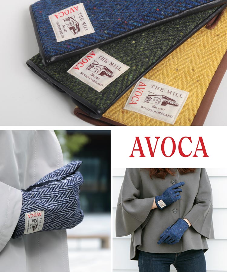 [AVOCA]ヘリンボーンラム革手袋 ネコポス対応
