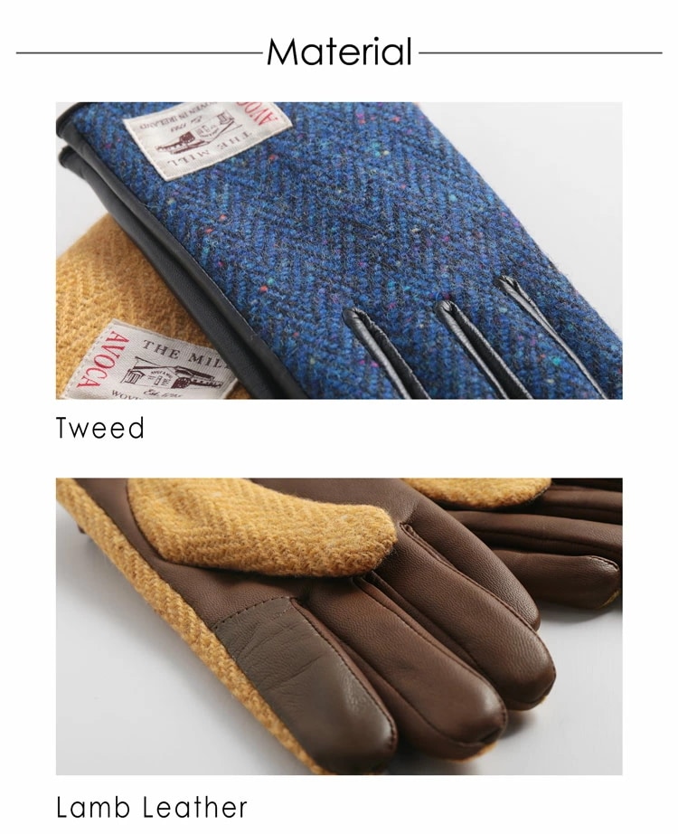 [AVOCA]ヘリンボーンラム革手袋 ネコポス対応