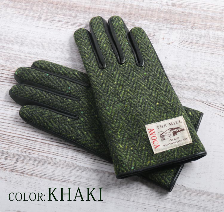 [AVOCA]ヘリンボーンラム革手袋 ネコポス対応