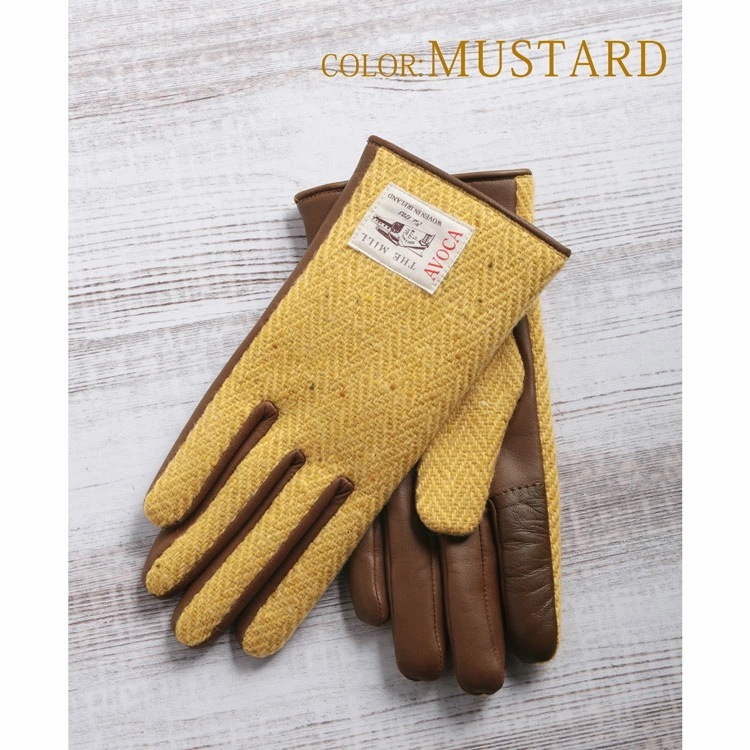 [AVOCA]ヘリンボーンラム革手袋 ネコポス対応