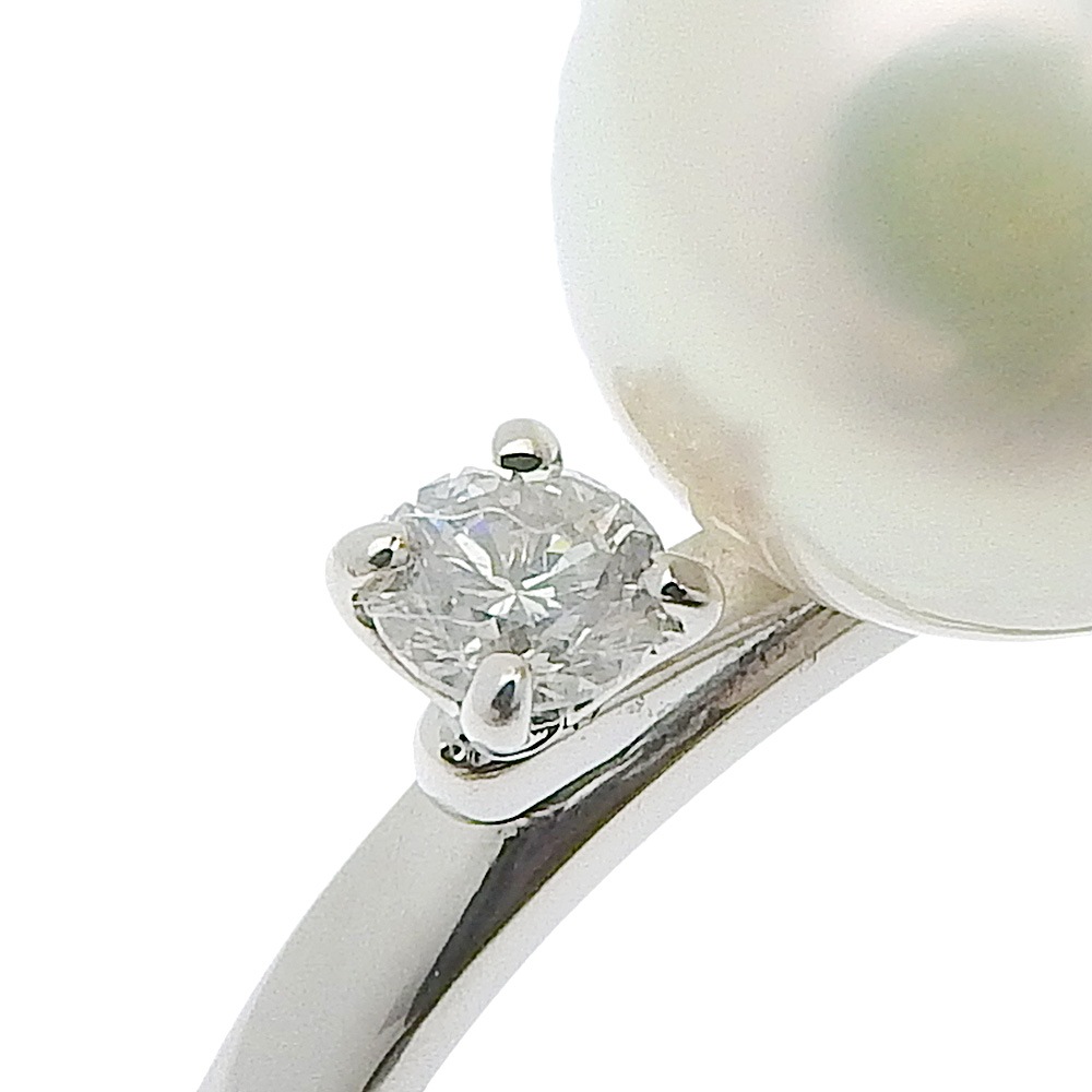 パール リング・指輪 9.3mm Pt900プラチナ アコヤ真珠 ダイヤモンド