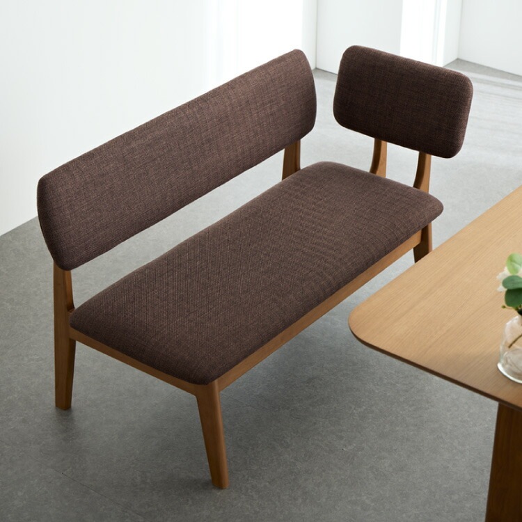 座面高39cm ゆったりダイニングベンチ 幅110 専用背もたれ付き ベンチ ロータイプ 天然木 ファブリック ダイニング ベンチ 背もたれ 2人掛けベンチ 椅子 ダイニングチェア 食卓椅子 食卓チェ
