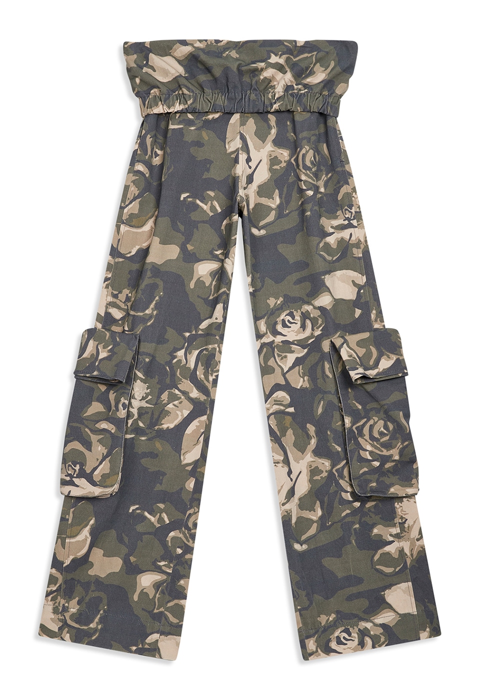 OPEN Yy】 CAMO ROLLED WAIST CARGO PANTS : KHAKI