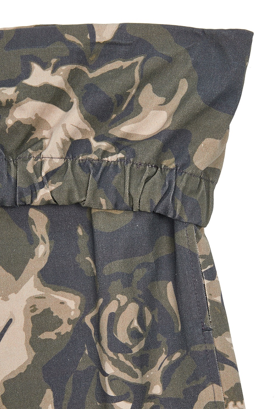 OPEN Yy】 CAMO ROLLED WAIST CARGO PANTS : KHAKI