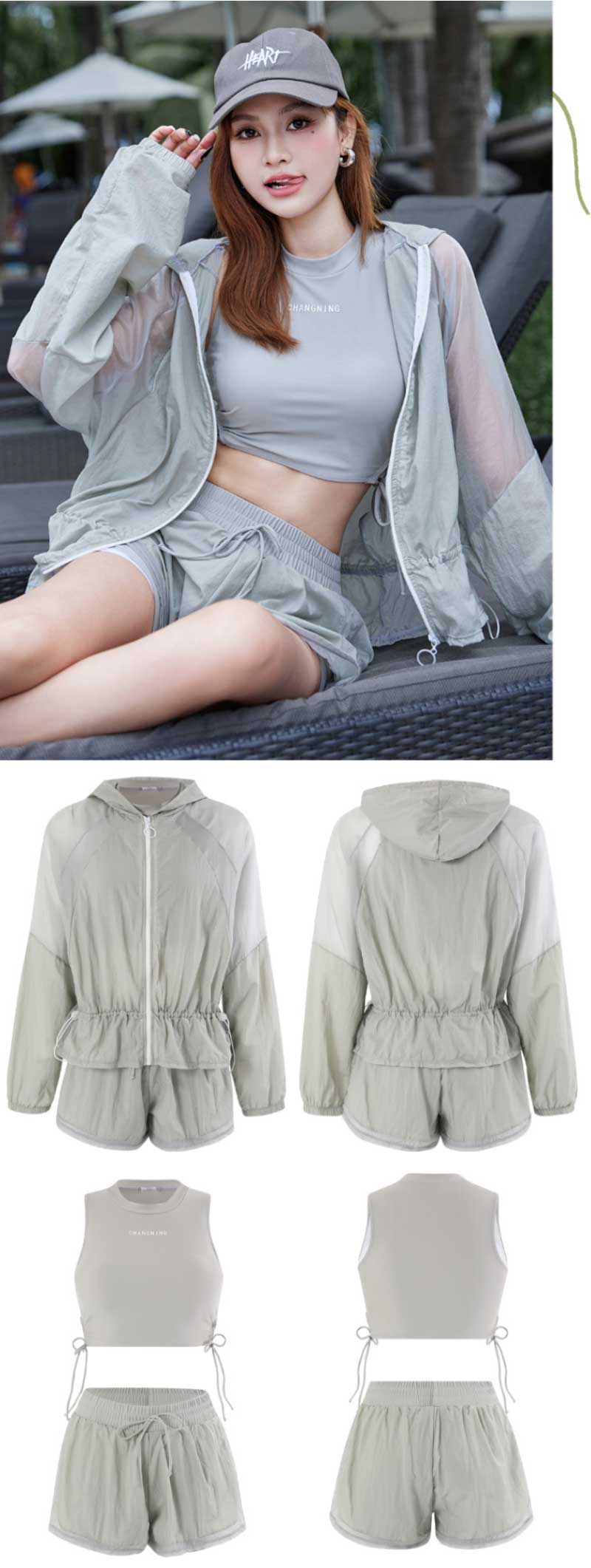 UVカット ラッシュガード 水着 3点セット レディース 体型カバー タンクトップ ショーツ セット かわいい おしゃれ 可愛い 水陸両用 ママ水着 シンプル 無地 上下 プール 海 リゾート 10