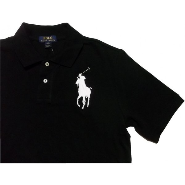 ボーイズサイズ 半袖 ビッグポニー 鹿の子 ポロシャツ ブラック boys PR2-1019