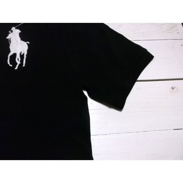 ボーイズサイズ 半袖 ビッグポニー 鹿の子 ポロシャツ ブラック boys PR2-1019