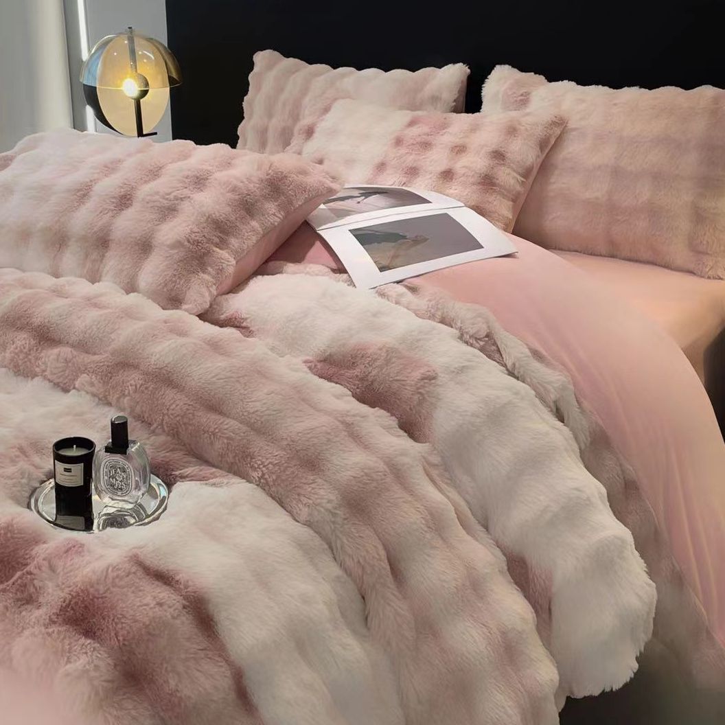 最新の冬のa種類のカラー泡ウサギのベルベットの牛乳のベルベットの4セットの両面に厚いベルベットのベルベットのシーツがカバーされているセット