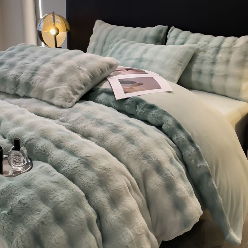 最新の冬のa種類のカラー泡ウサギのベルベットの牛乳のベルベットの4セットの両面に厚いベルベットのベルベットのシーツがカバーされているセット
