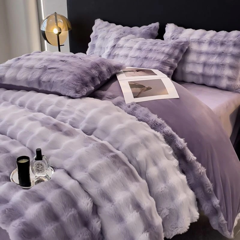 最新の冬のa種類のカラー泡ウサギのベルベットの牛乳のベルベットの4セットの両面に厚いベルベットのベルベットのシーツがカバーされているセット