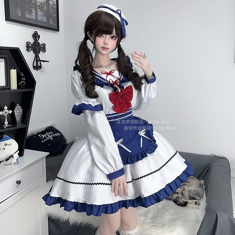 正規品:小海軍コスプレワンピースロリータメイド服蝶ネクタイかわいい船乗りcos服装 正規品:小海軍コスプレワンピースロリータメイド服蝶ネクタイかわいい船乗りcos服装