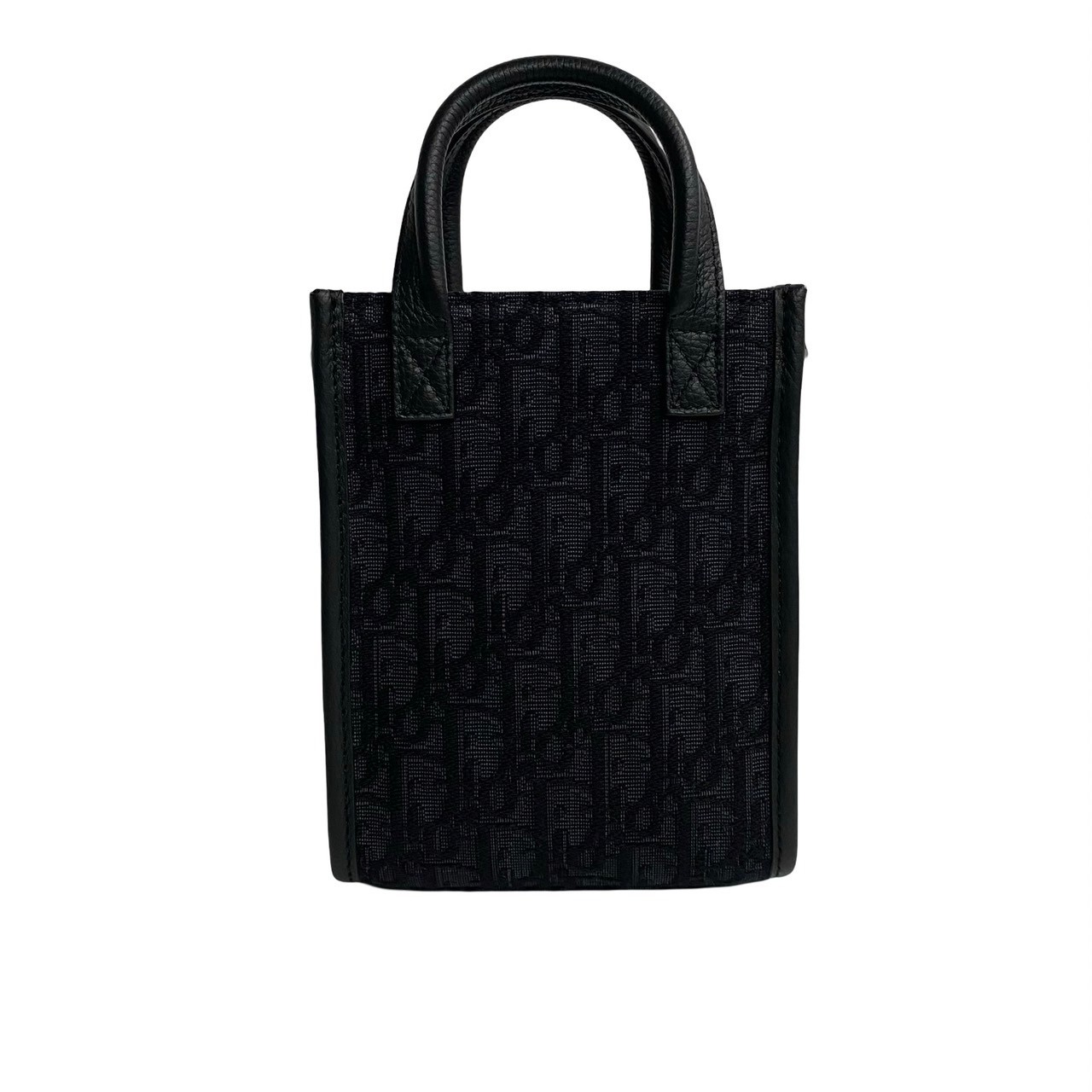 ノースサウス オブリーク 柄ショルダーバッグ キャンバス レザー ブラック 19468