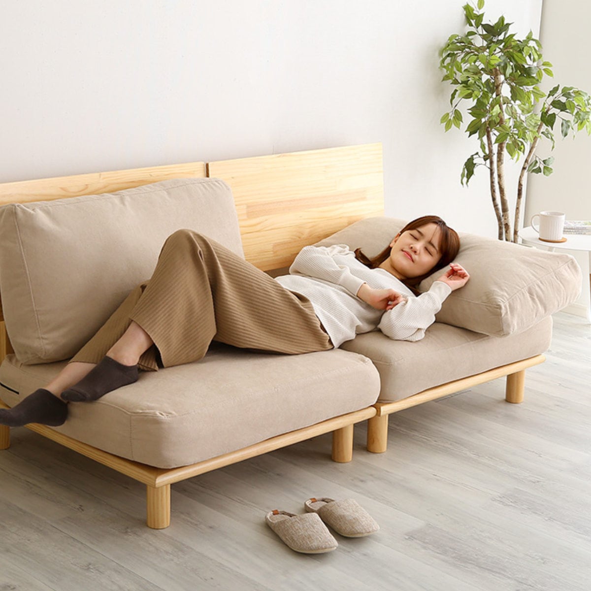 お掃除ロボット対応 ソファ 幅160cm 分割可能 ファブリック 木製 ソファー ローソファー ロータイプ 1人掛け 2人掛け 座面高32cm 天然木フレーム 分割 セパレート 背もたれ