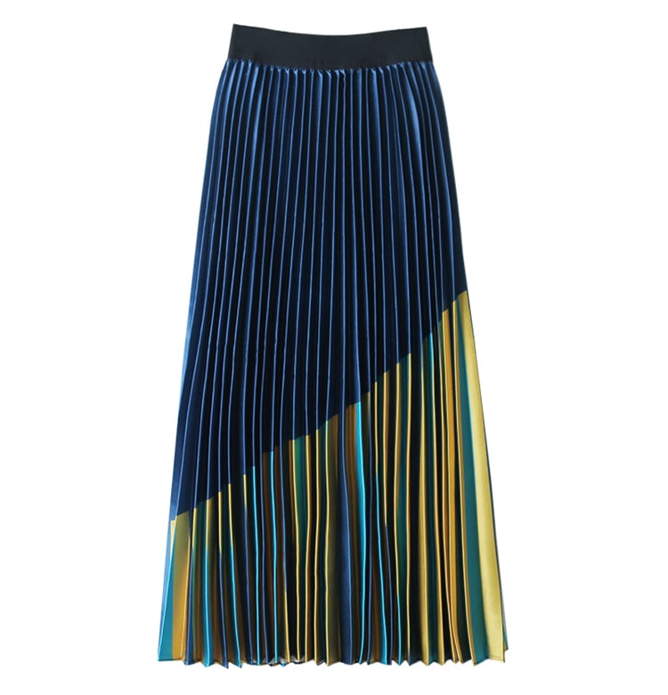 ブルーイエロー パッチワーク シャイニー aライン 女性 スカート ヴィンテージ A1089 ブルーイエロー パッチワーク シャイニー aライン 女性 スカート ヴィンテージ A1089