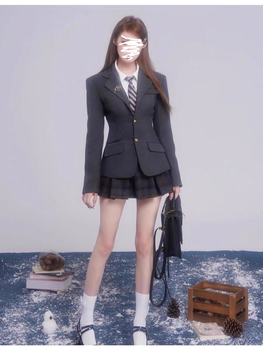 韓国っぽ 3点セット ジャケット シャツ プリーツスカート セットアップ ブラウス トップス ネクタイ ミニスカート ショート丈 ボトムス 美脚 脚長 長袖 JK 女子高生コスプレ 仮装 卒業式 韓国っぽ 3点セット ジャケット シャツ プリーツスカート セットアップ ブラウス トップス ネクタイ ミニスカート ショート丈 ボトムス 美脚 脚長 長袖 JK 女子高生コスプレ 仮装 卒業式