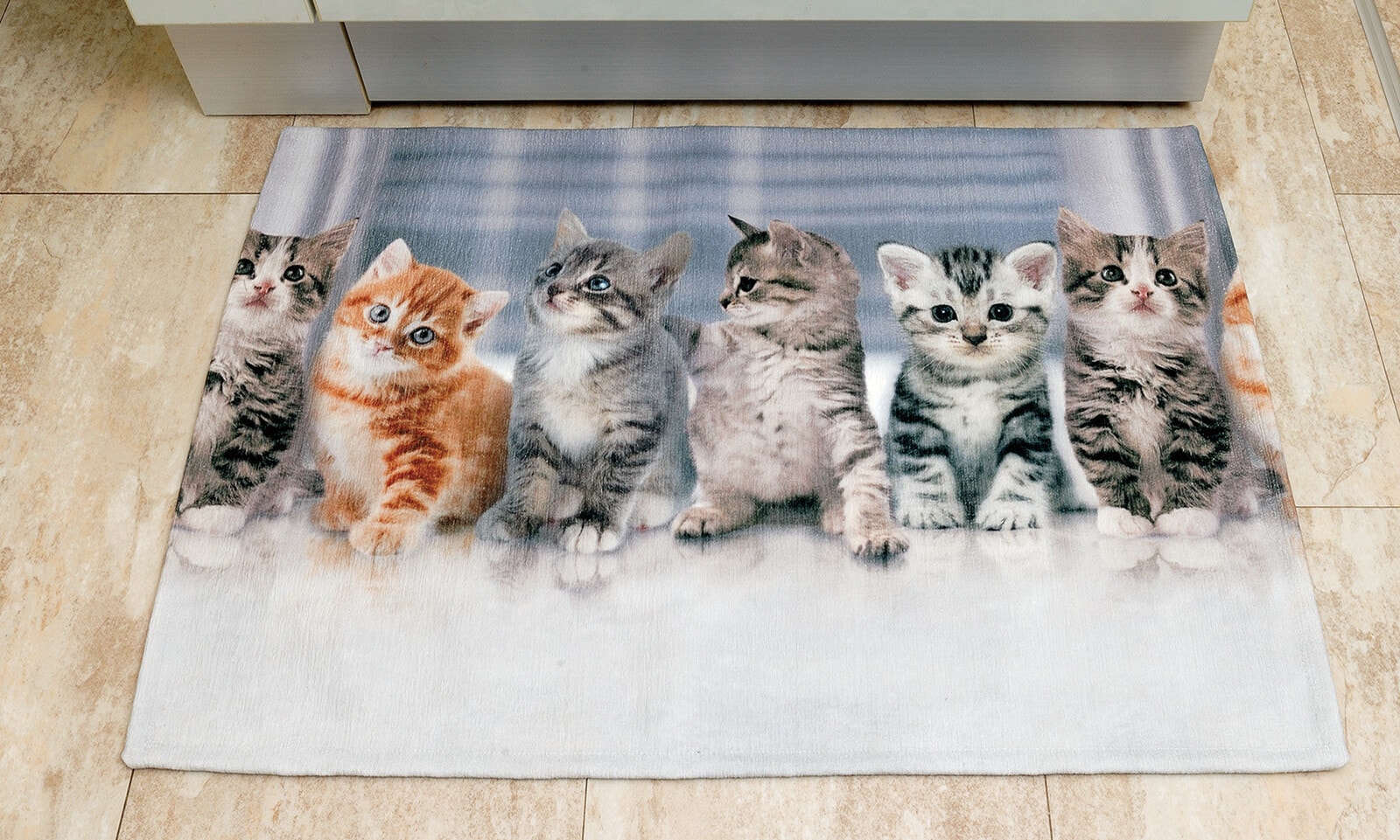 イタリア製洗えるインテリアマット 58×115cm イタリア製 マット キッチン 玄関 猫柄 滑りにくい 洗える ねこ ネコ インテリアマット キッチ