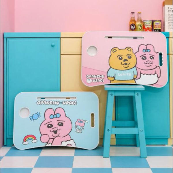 おぱんちゅうさぎ★新品★折りたたみテーブル デスク 机★韓国限定 ブルー Qoo10] カカオフレンズ おぱんちゅうさぎ 折りたたみテーブル 4