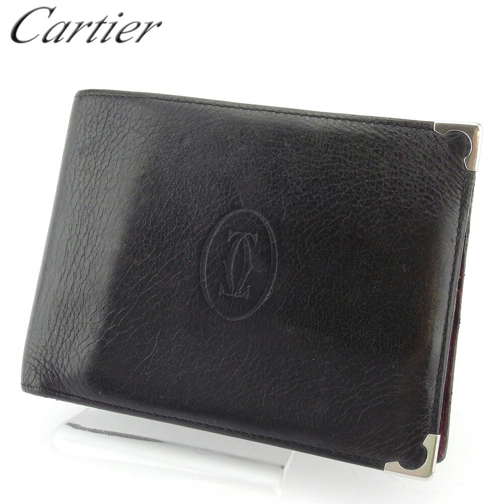 二つ折り 財布 カボション メンズ ブラック シルバー ボルドー 中古 二つ折り 財布 カボション メンズ ブラック シルバー ボルドー 中古