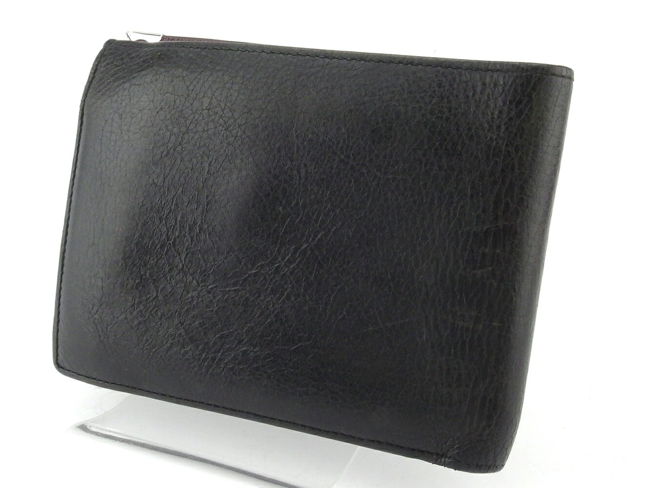 二つ折り 財布 カボション メンズ ブラック シルバー ボルドー 中古 二つ折り 財布 カボション メンズ ブラック シルバー ボルドー 中古