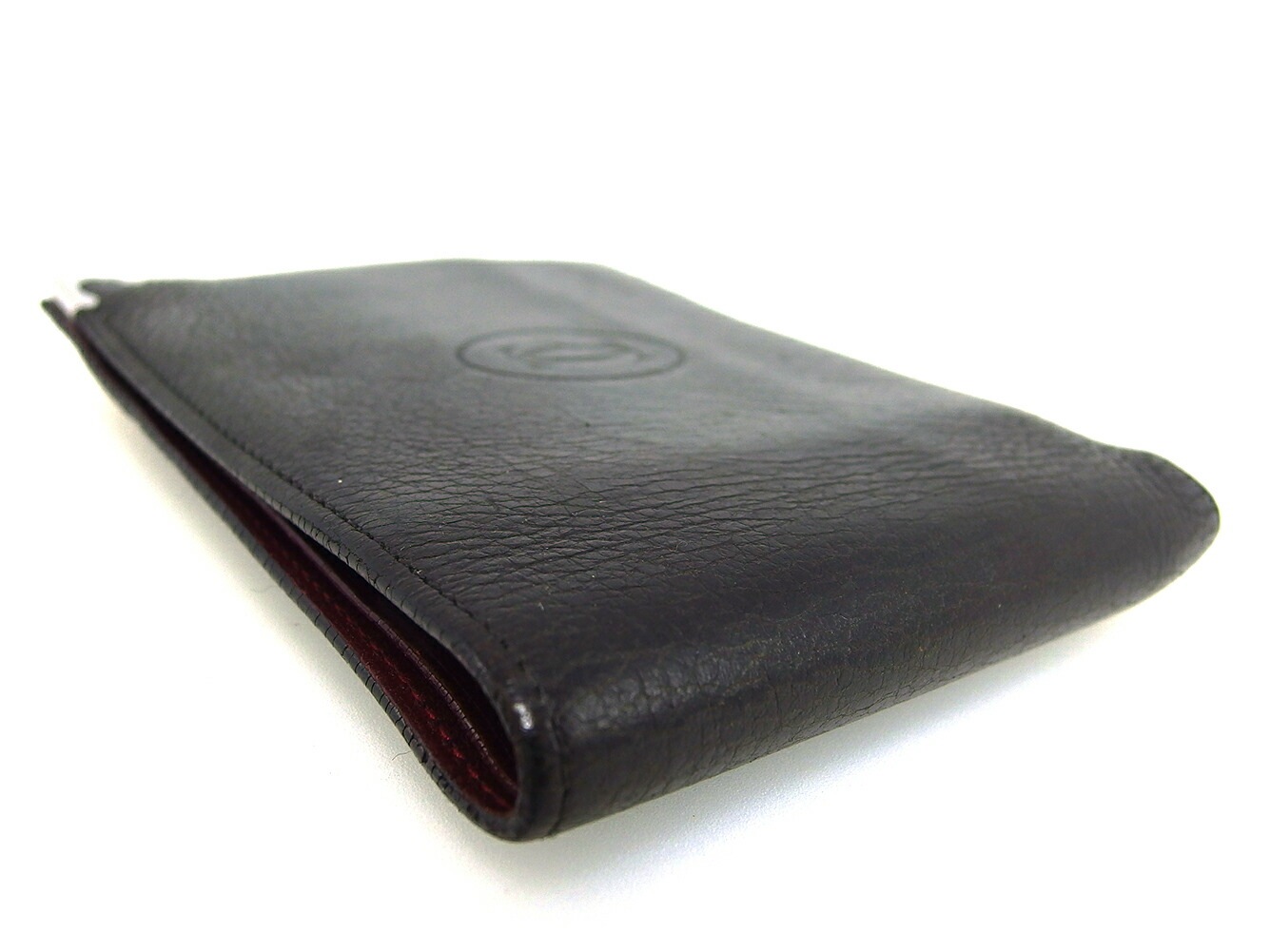 二つ折り 財布 カボション メンズ ブラック シルバー ボルドー 中古 二つ折り 財布 カボション メンズ ブラック シルバー ボルドー 中古