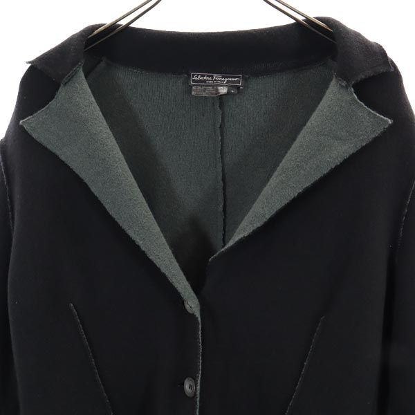 サルヴァトーレフェラガモ イタリア製 ウールブレンド 長袖 テーラードジャケット L ブラック系 Salvatore Ferragamo レディース サルヴァトーレフェラガモ イタリア製 ウールブレンド 長袖 テーラード