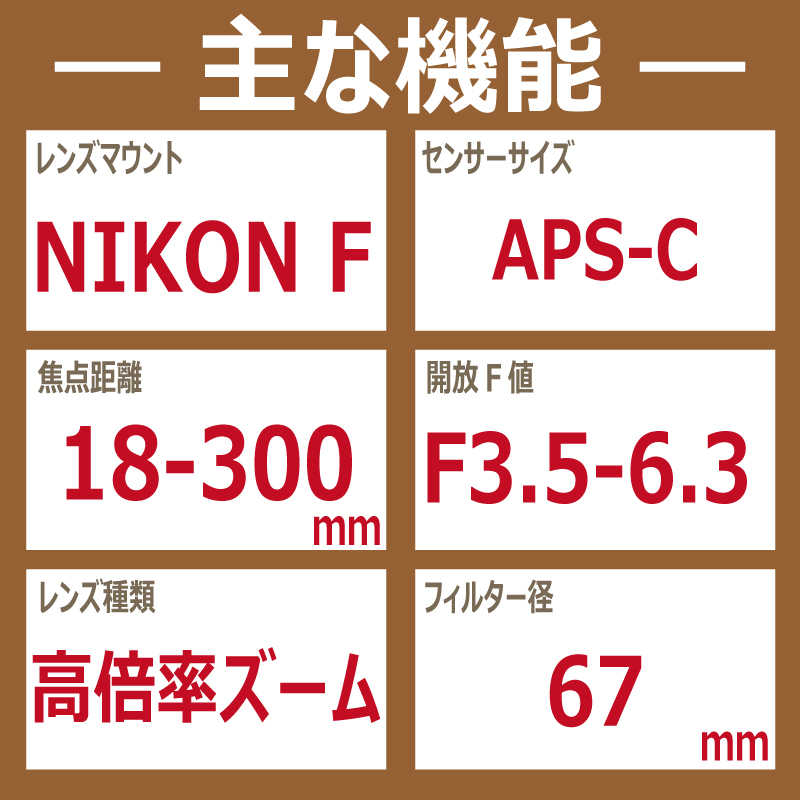 ニコン　Nikon　カメラレンズ　AF-S DX NIKKOR 18-300mm f/3.5-6.3G ED VR