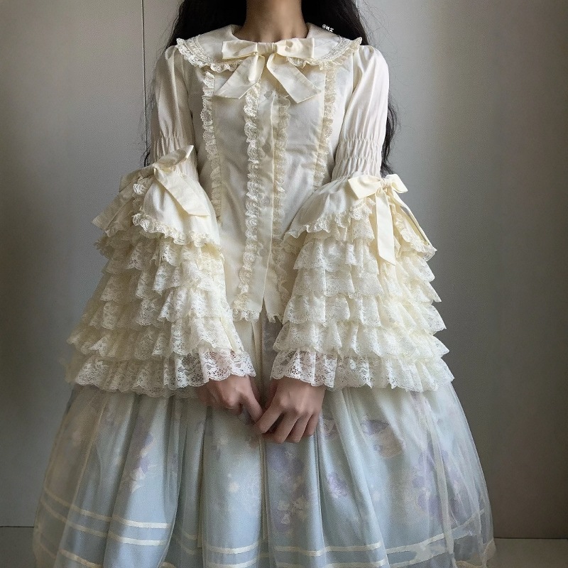 Lolita春夏モデル姫袖中にロリータ可愛いレースラッパ袖シャツを掛けます Lolita春夏モデル姫袖中にロリータ可愛いレースラッパ袖シャツを掛けます
