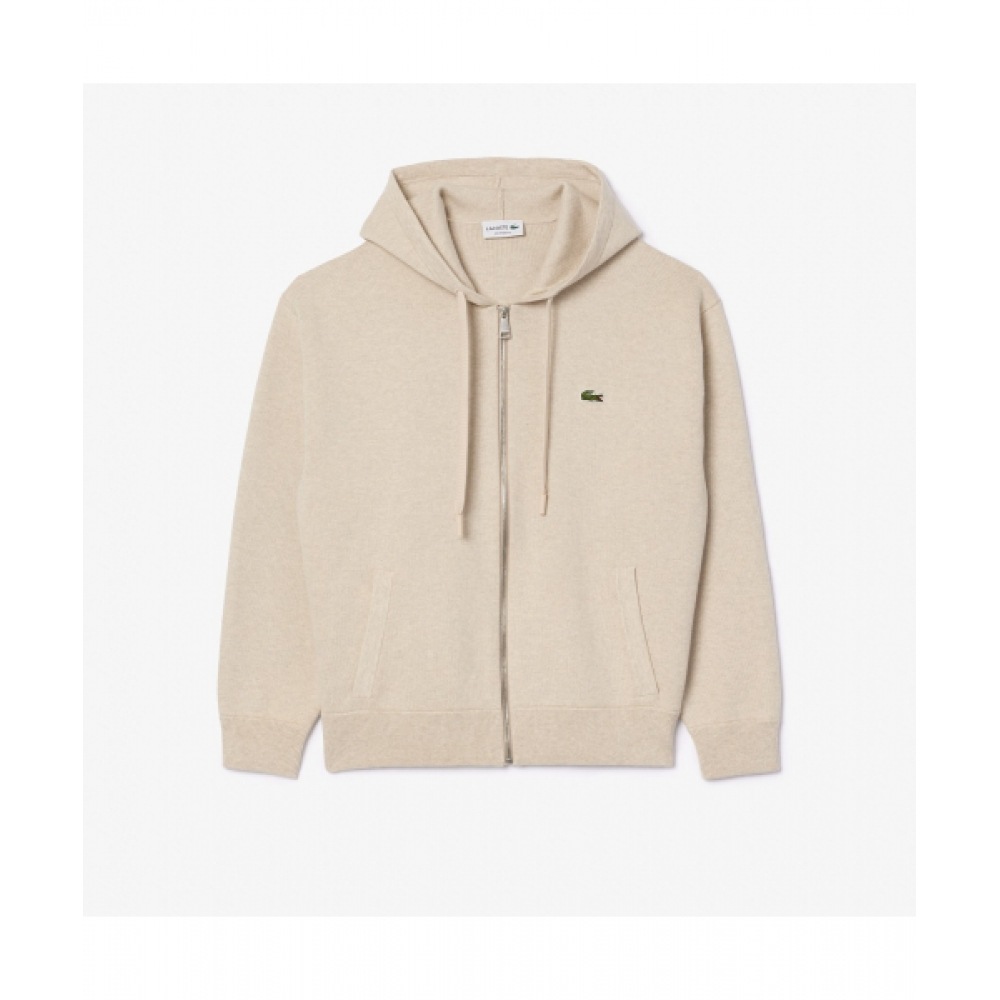 LACOSTE メンズ インターロック スウェット フーディ ジャケット [オートミール]