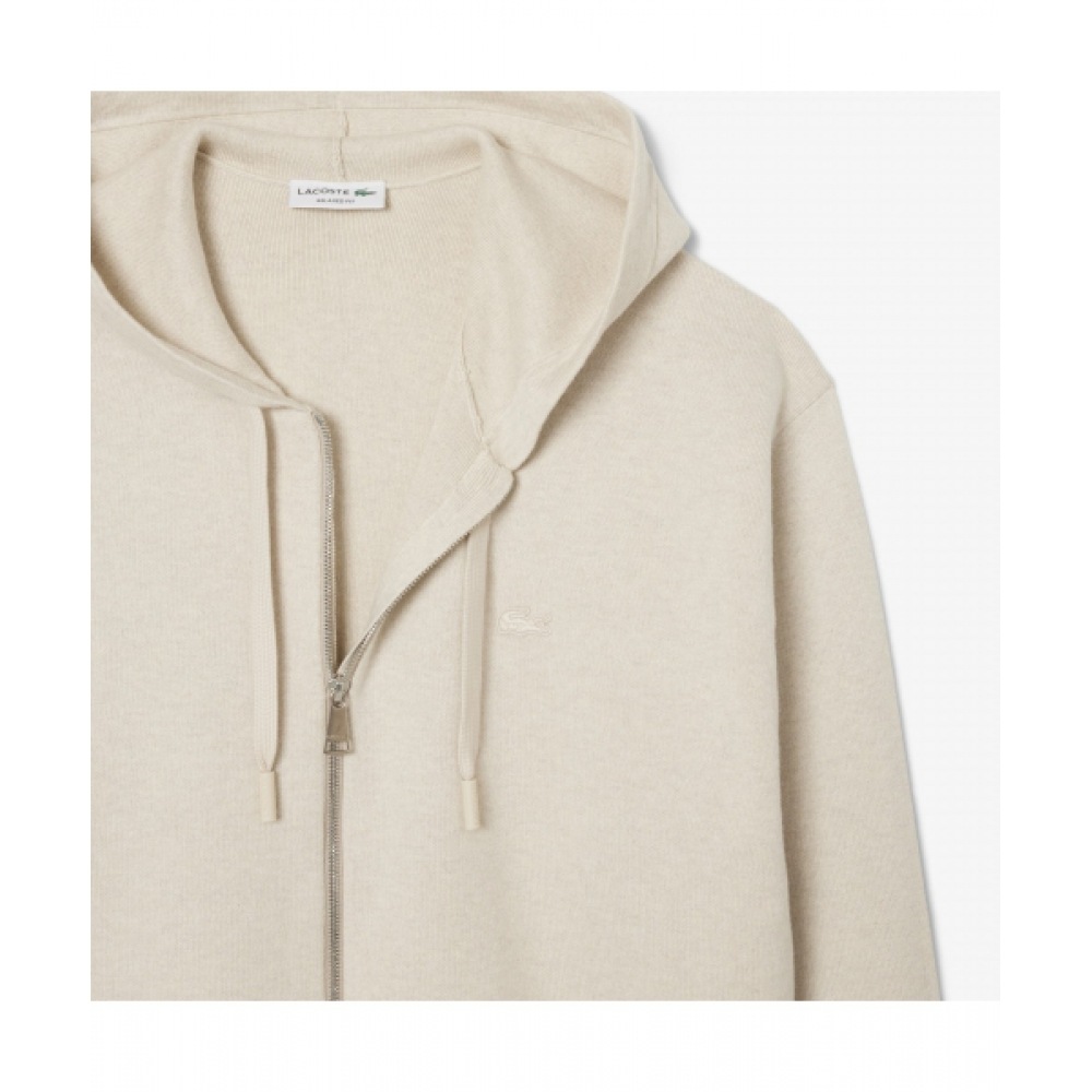 LACOSTE メンズ インターロック スウェット フーディ ジャケット [オートミール]