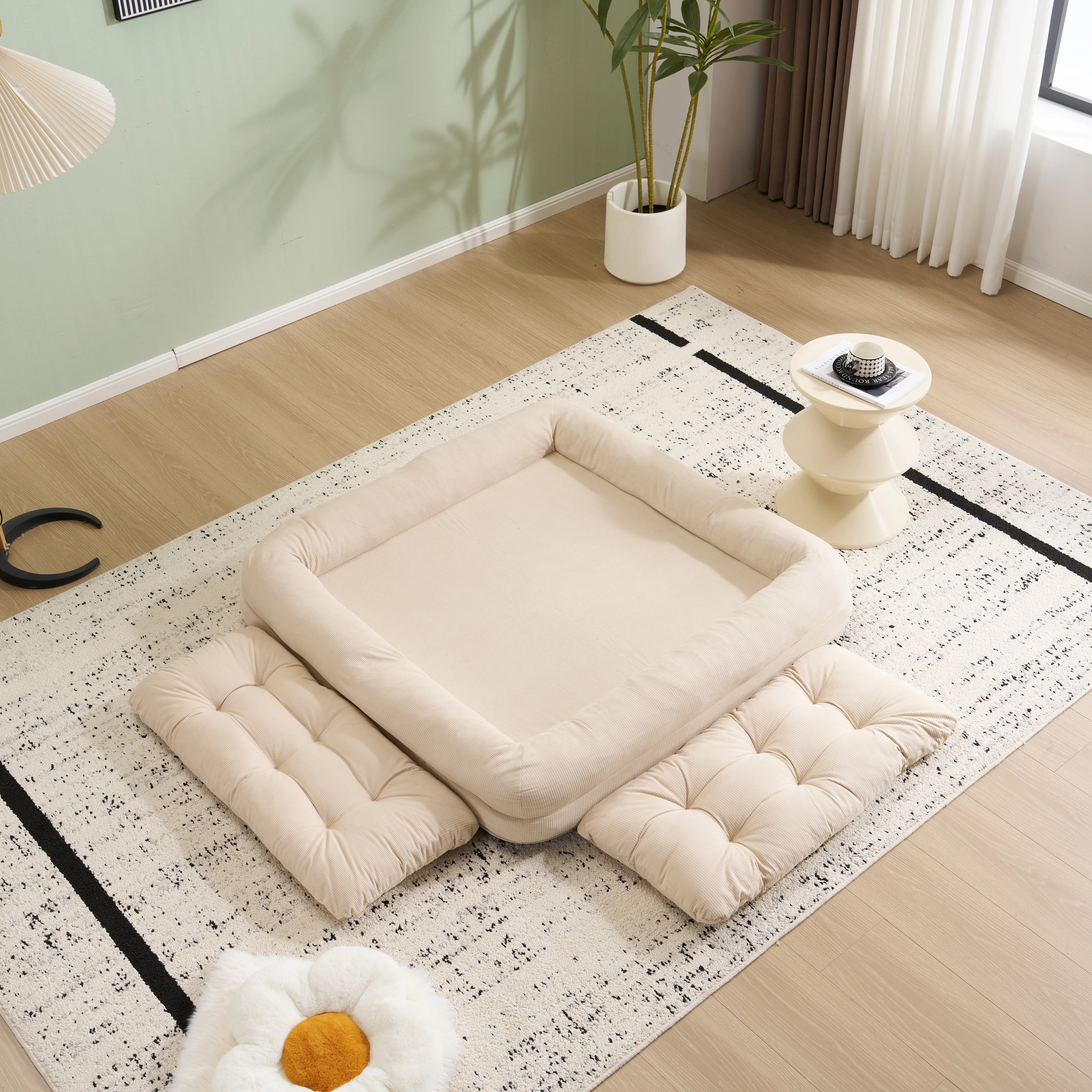 【国内発送Ｍ】388ソファーベッド 座椅子 ソファ 6段調整可能 3WAY 1人掛け　2人掛け シンプル 圧力分散 ベッド 折りたたみ フロアソファー 寝る 座る 可愛い外観 実用性 コンパクト　枕付