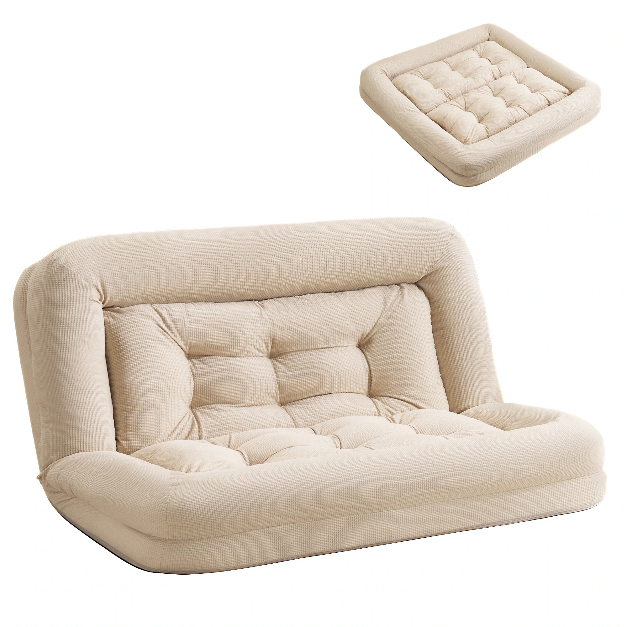 【国内発送Ｍ】388ソファーベッド 座椅子 ソファ 6段調整可能 3WAY 1人掛け　2人掛け シンプル 圧力分散 ベッド 折りたたみ フロアソファー 寝る 座る 可愛い外観 実用性 コンパクト　枕付