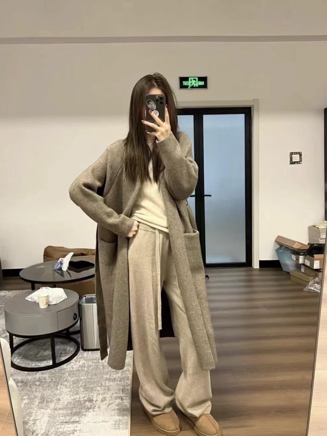 特別仕様100%ウール レディース ニット ワイドパンツ 厚手 美脚 シルエット ストレートパンツ リラックスウェア 通勤 通学 部屋着 大人カジュアル グレー ベージュ ブラック M L 秋冬対応【