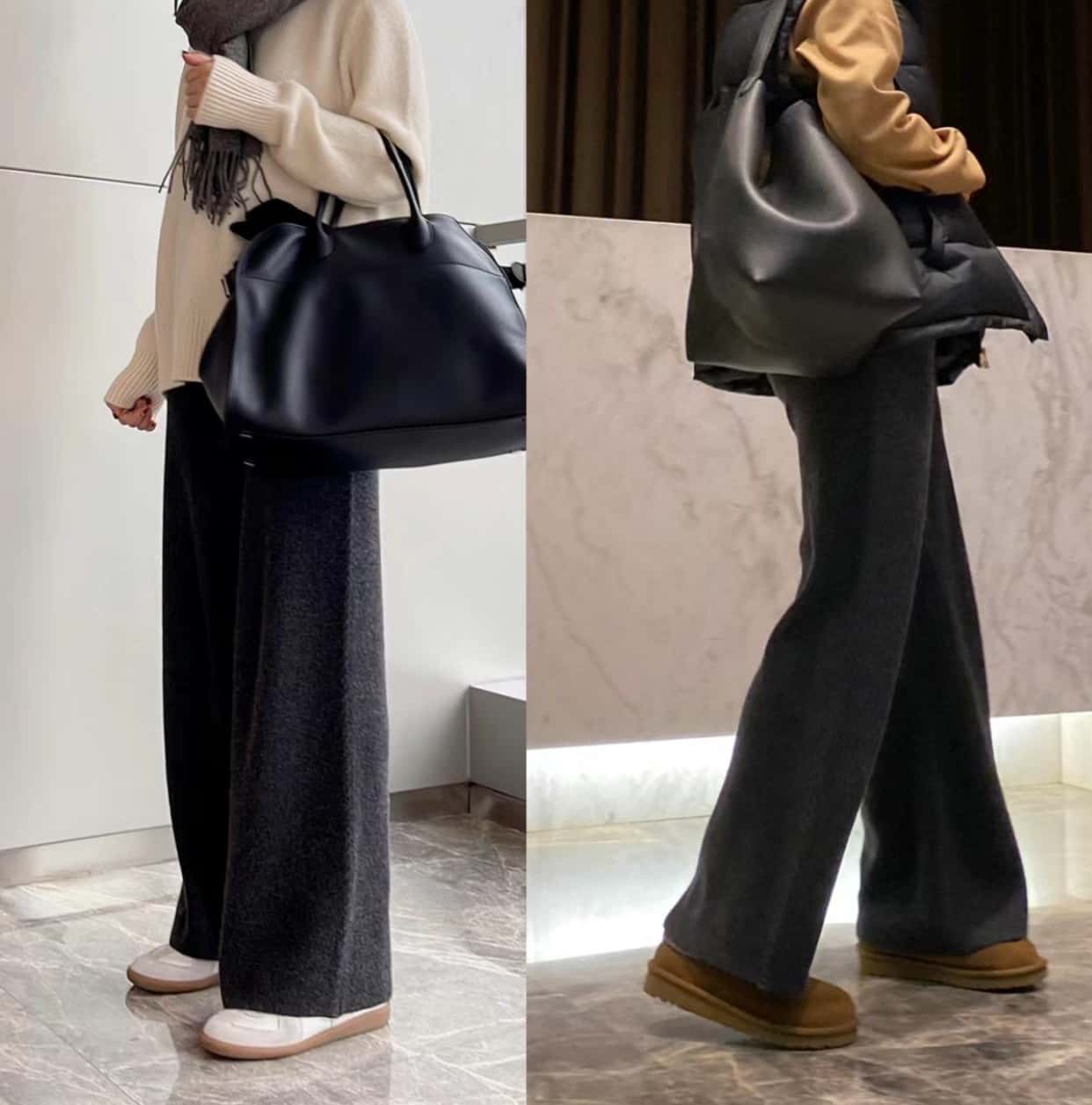 特別仕様100%ウール レディース ニット ワイドパンツ 厚手 美脚 シルエット ストレートパンツ リラックスウェア 通勤 通学 部屋着 大人カジュアル グレー ベージュ ブラック M L 秋冬対応【