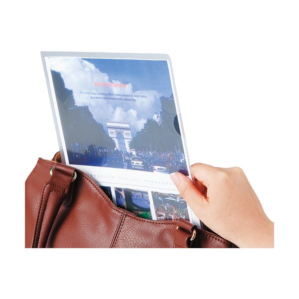 (まとめ) TANOSEE 再生クリアホルダー（角まる） A4 厚さ0.2mm クリア 1パック（100枚） (×10セット)