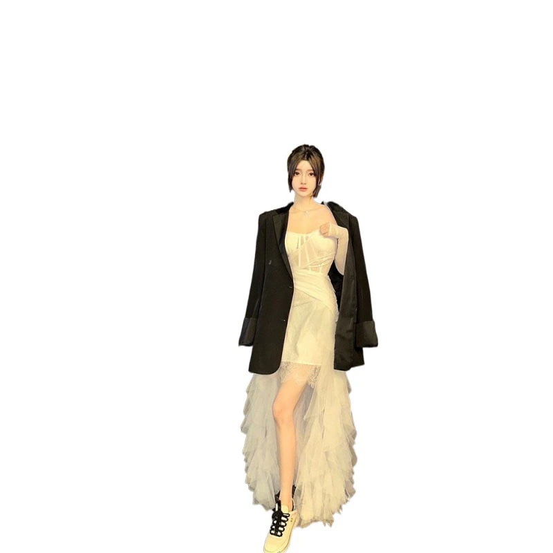 ストラップレスドレスヘビーボーンメッシュレースホワイトテールドレスロングスカートスカート女性夏用 ストラップレスドレスヘビーボーンメッシュレースホワイトテールドレスロングスカートスカート女性夏用