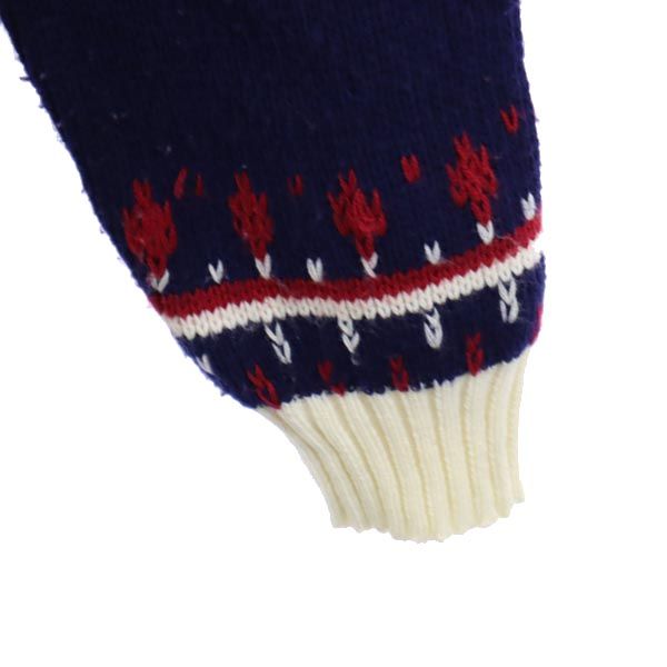 80s ヴィンテージ 総柄 長袖 ニット セーター XL ホワイト系 メンズ