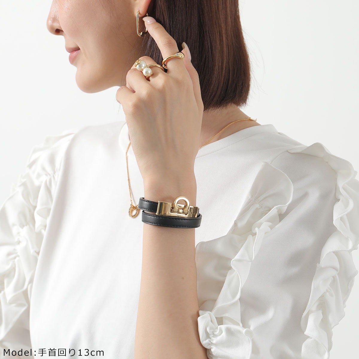 FERRAGAMO フェラガモ ブレスレット 76 0768 776167 レディース ガンチーニ サイズ15 2連 レザー 001/BLACK/ORO-15 FERRAGAMO フェラガモ ブレスレット 76 0768 776167 レディース ガンチーニ サイズ15 2連 レザー 001/BLACK/ORO-15