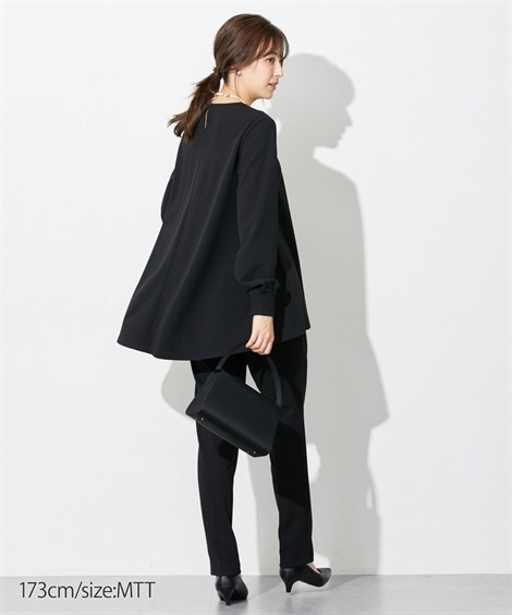 パンツスーツ 高身長 礼服 カットジョーゼットセットアップ ブラウス＋テーパードパンツ ウォッシャブル・形態安定 トールサイズ